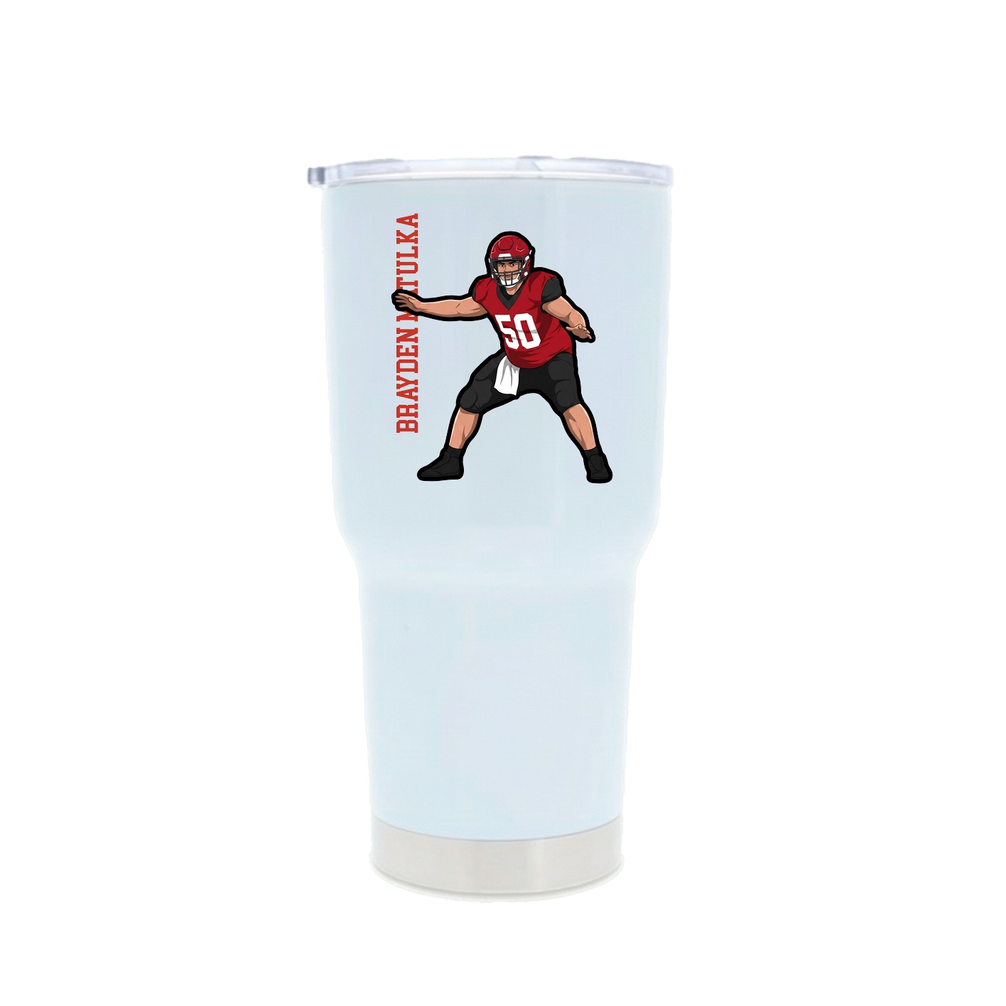 30oz Stainless Steel Tumbler — Name Vertical in White
