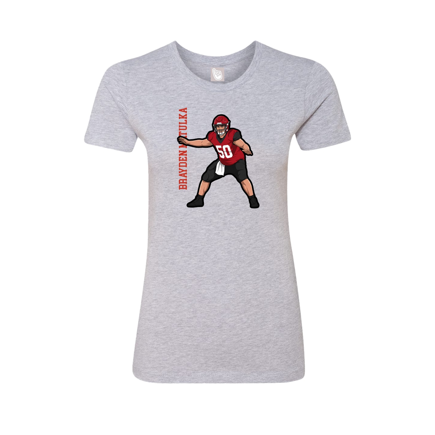 Fitted Women's Tee — Name Vertical in Grey