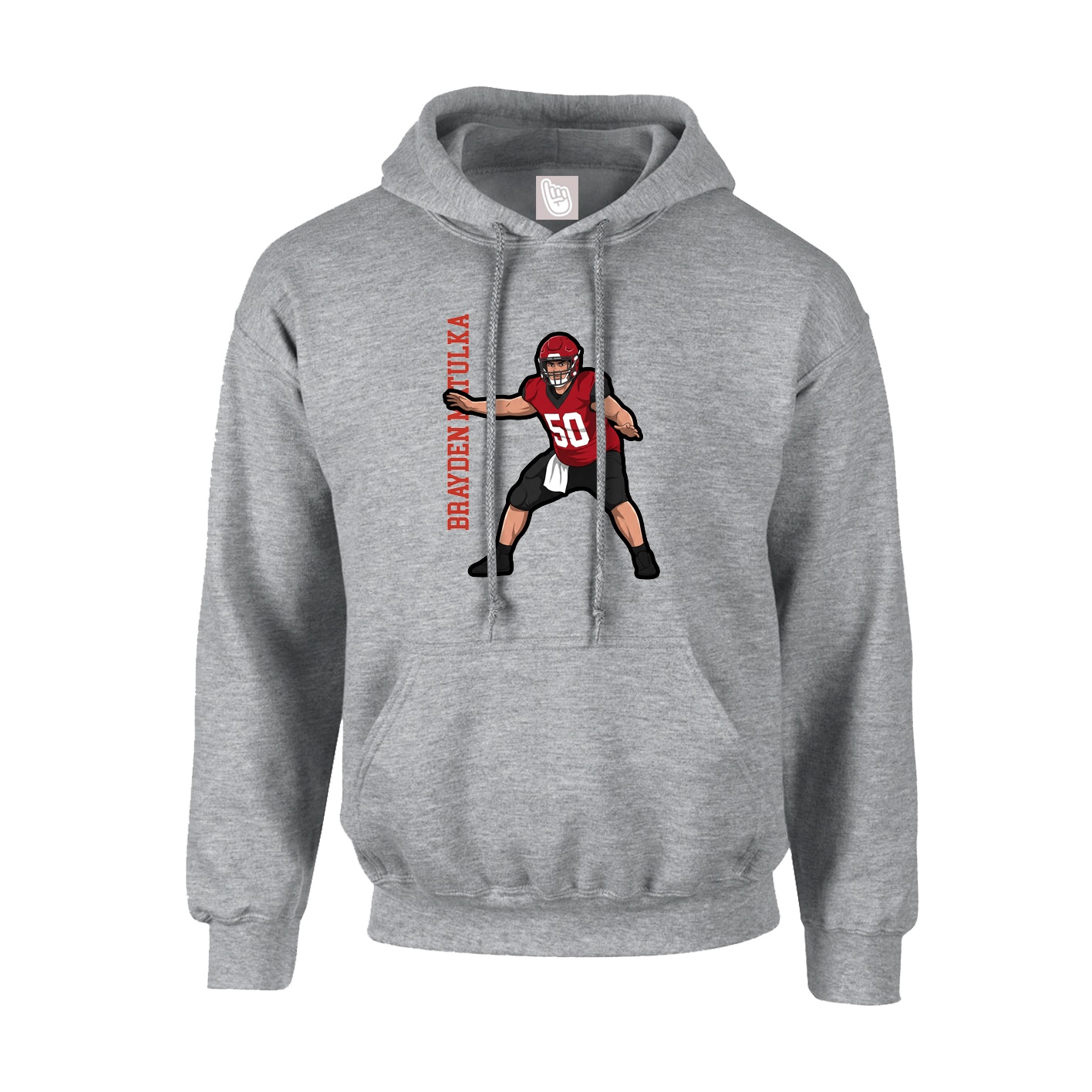 Hoodie — Name Vertical in Grey