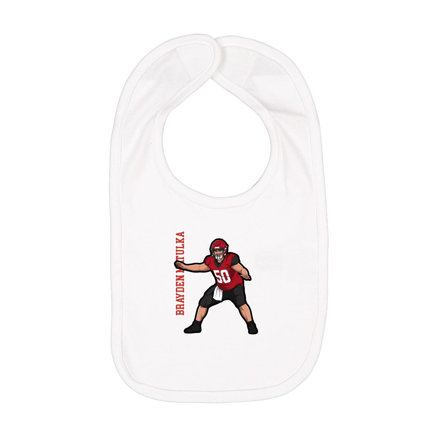Infant Bib — Name Vertical in White