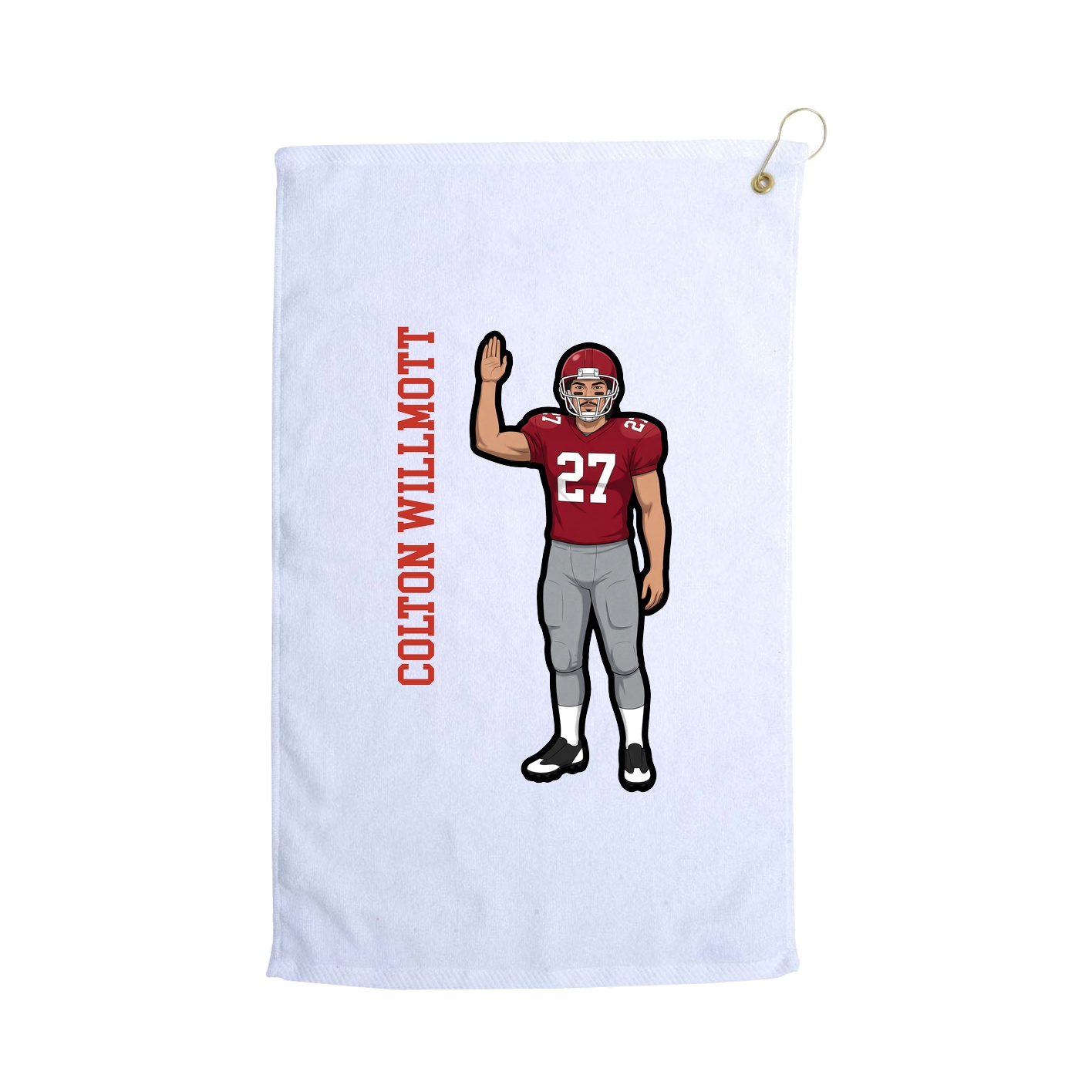 Golf Towel — Name Vertical in White