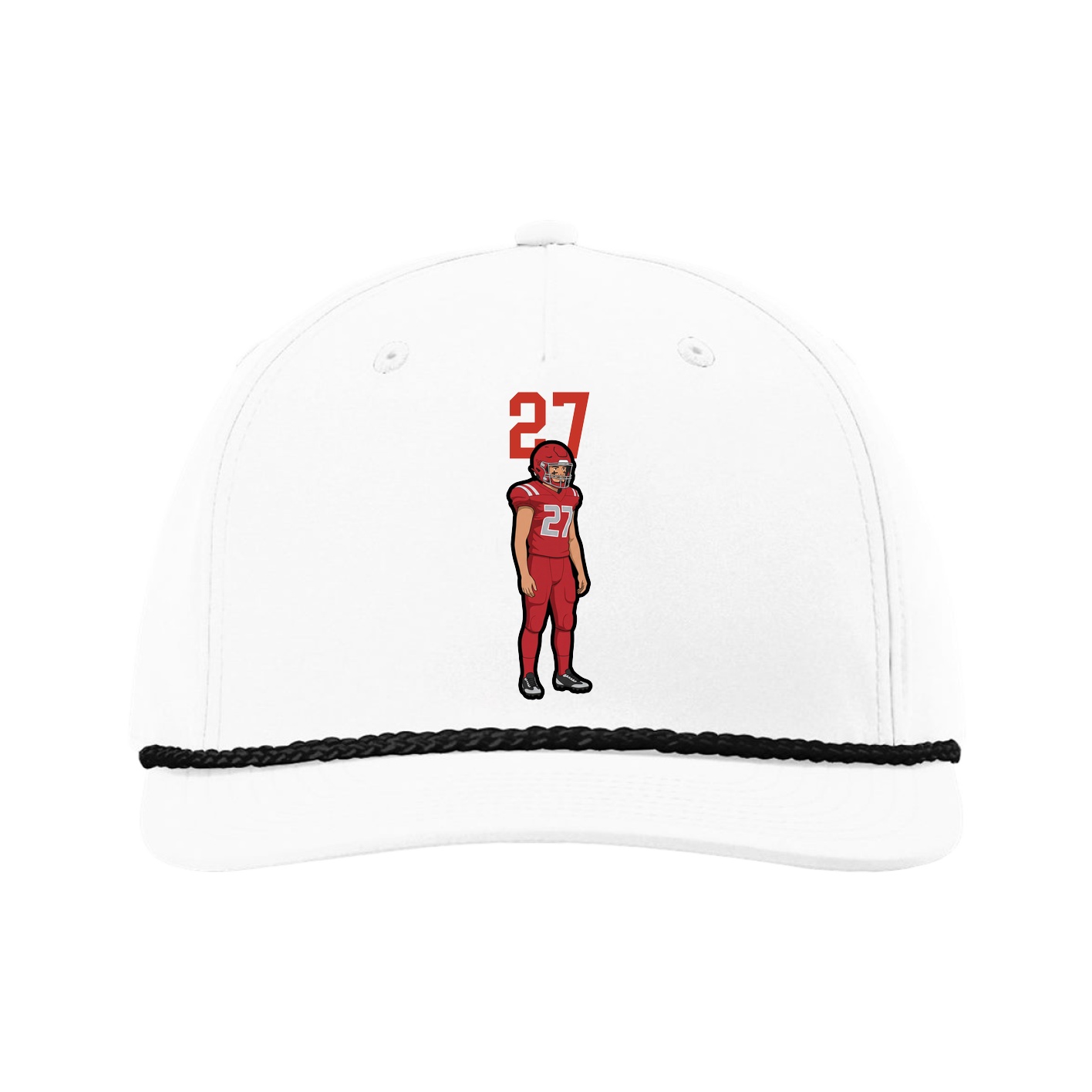 Five-Panel Classic Rope Cap — Number Top in White