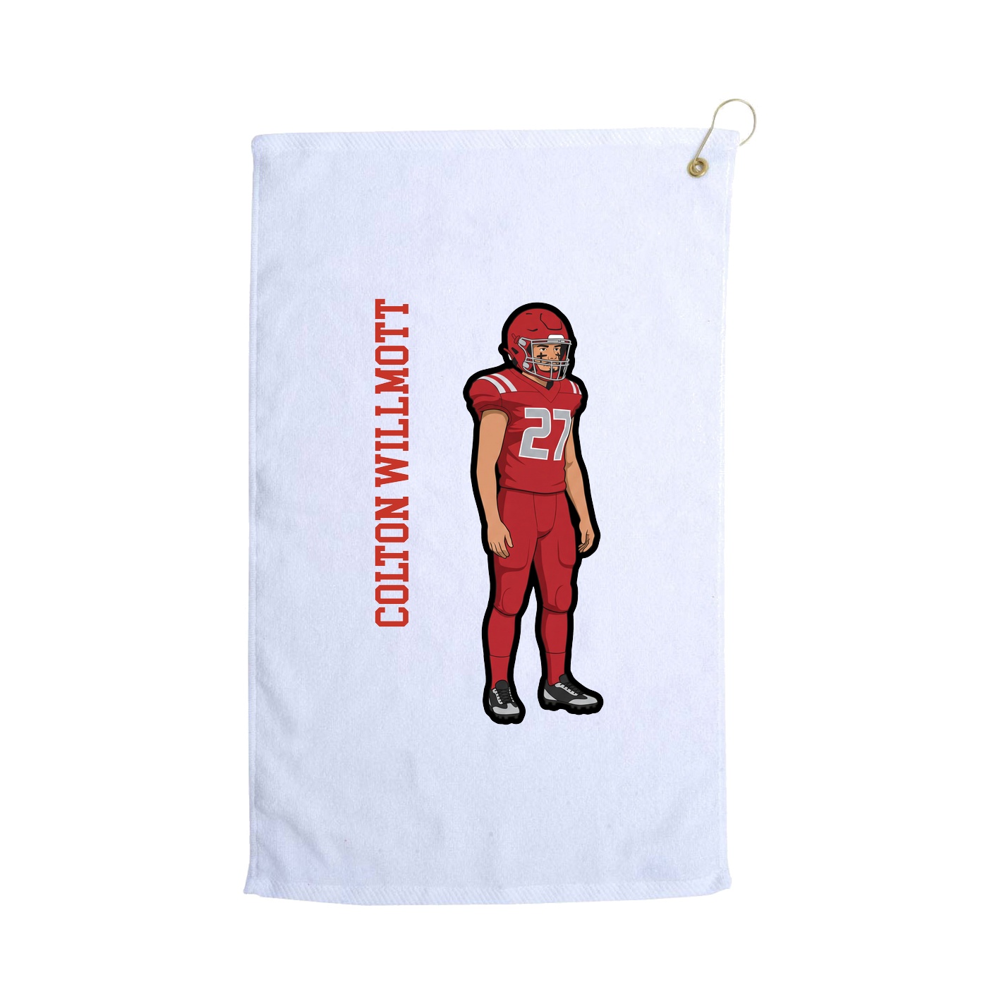 Golf Towel — Name Vertical in White
