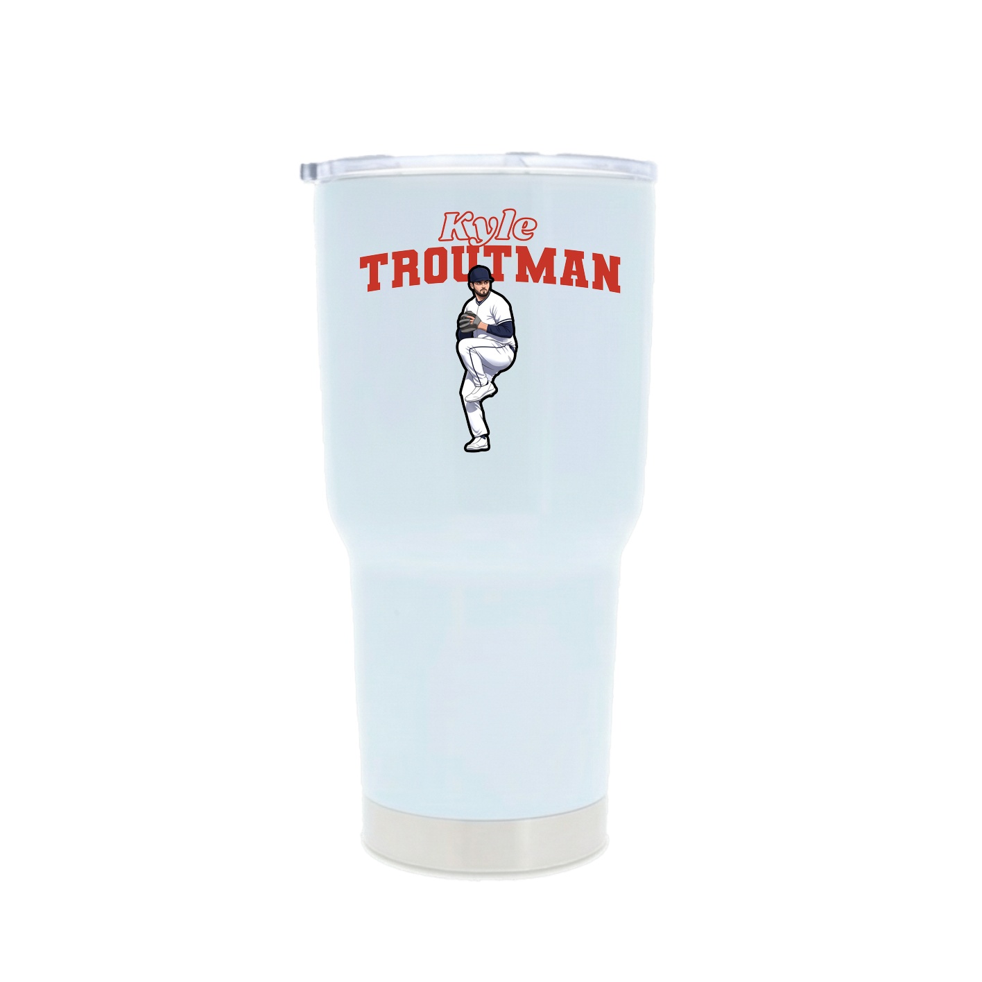30oz Stainless Steel Tumbler — Name Arch in White