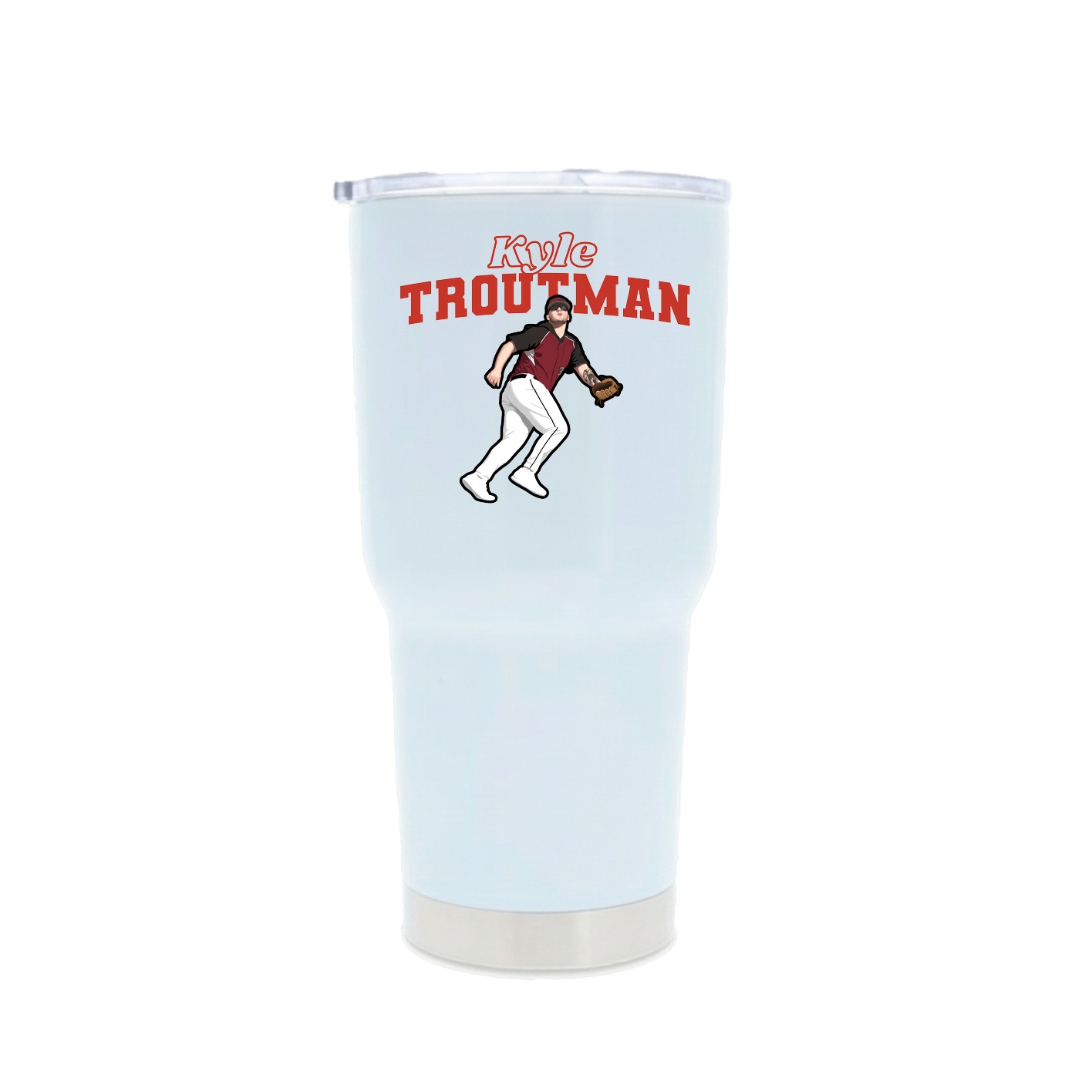 30oz Stainless Steel Tumbler — Name Arch in White