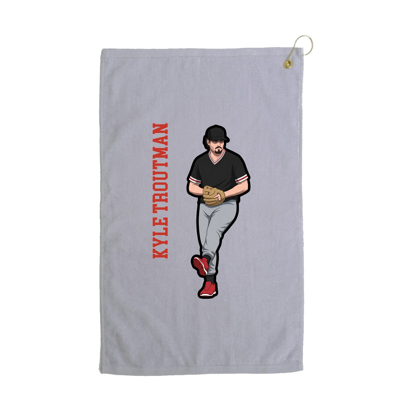 Golf Towel — Name Vertical in Grey