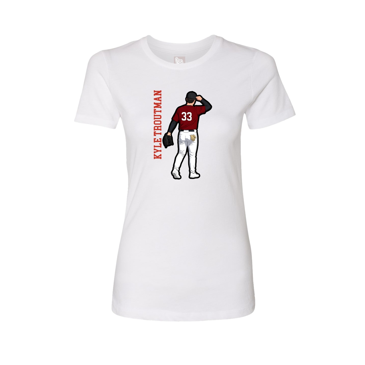 Womens Tee — Name Vertical in White