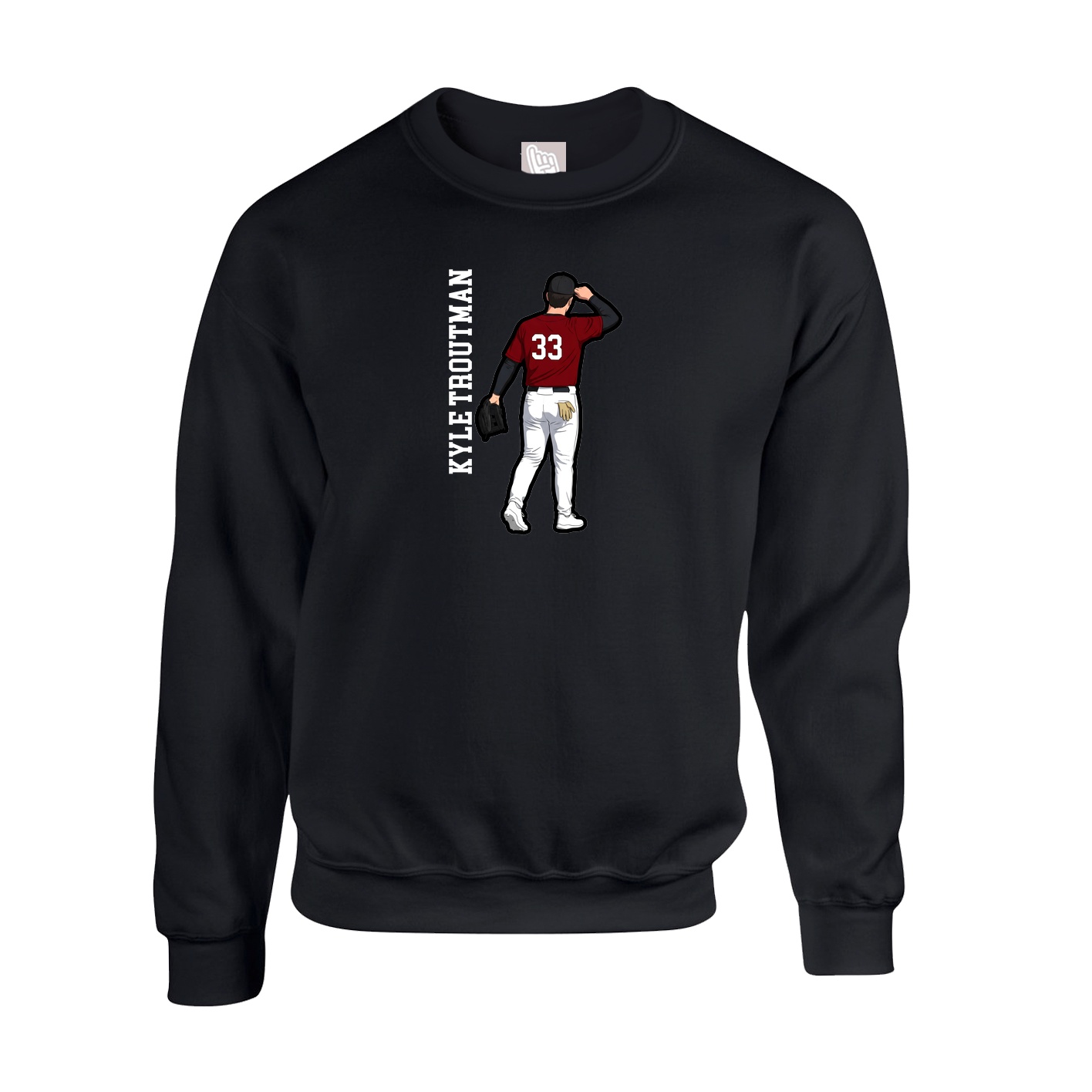 Fleece Crew — Name Vertical in Black