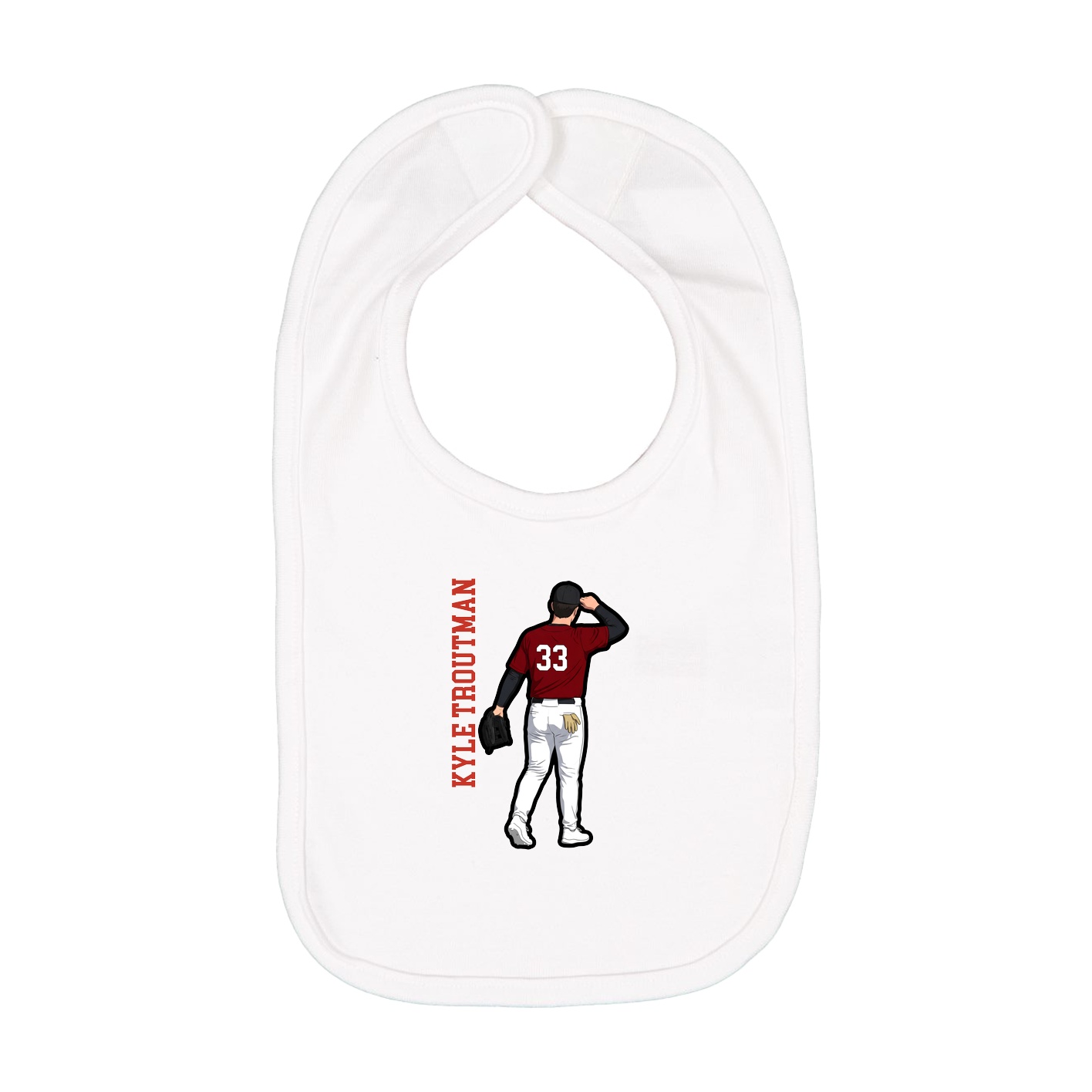 Infant Bib — Name Vertical in White