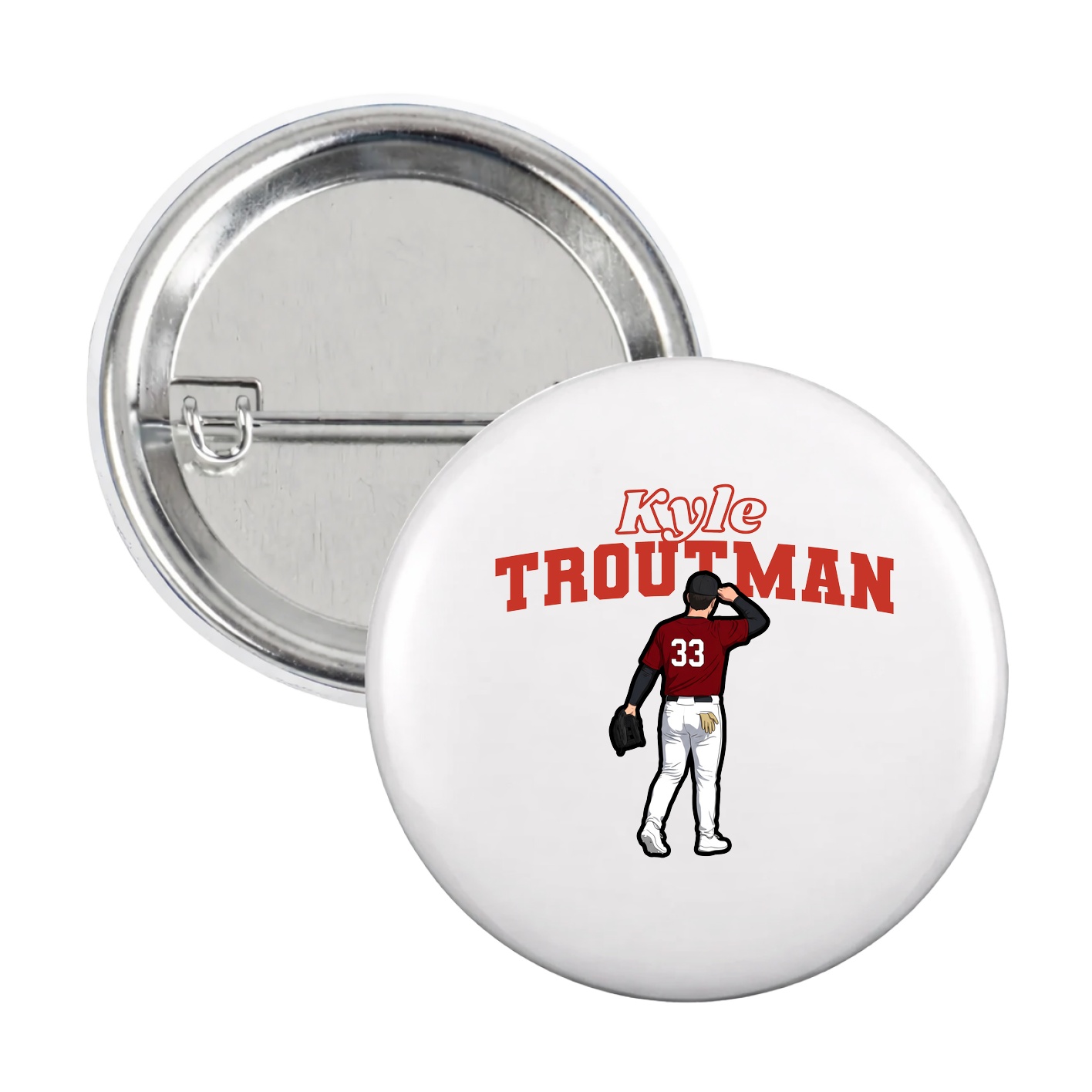 Game Day Button — Name Arch in White