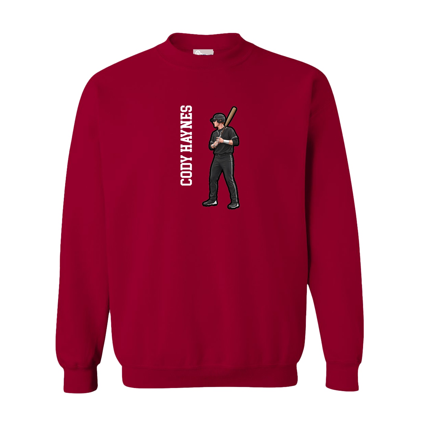 Fleece Crew — Name Vertical in Cardinal