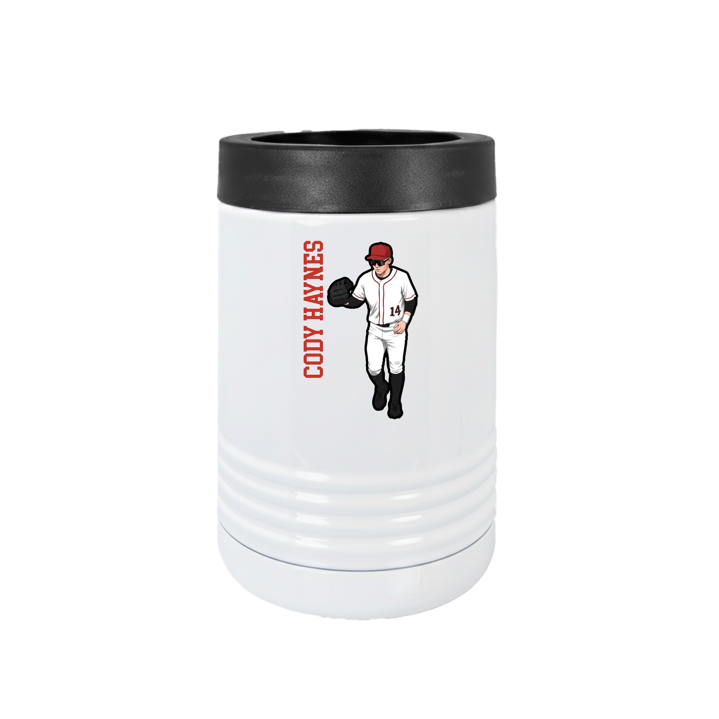 Beverage Holder — Name Vertical in White