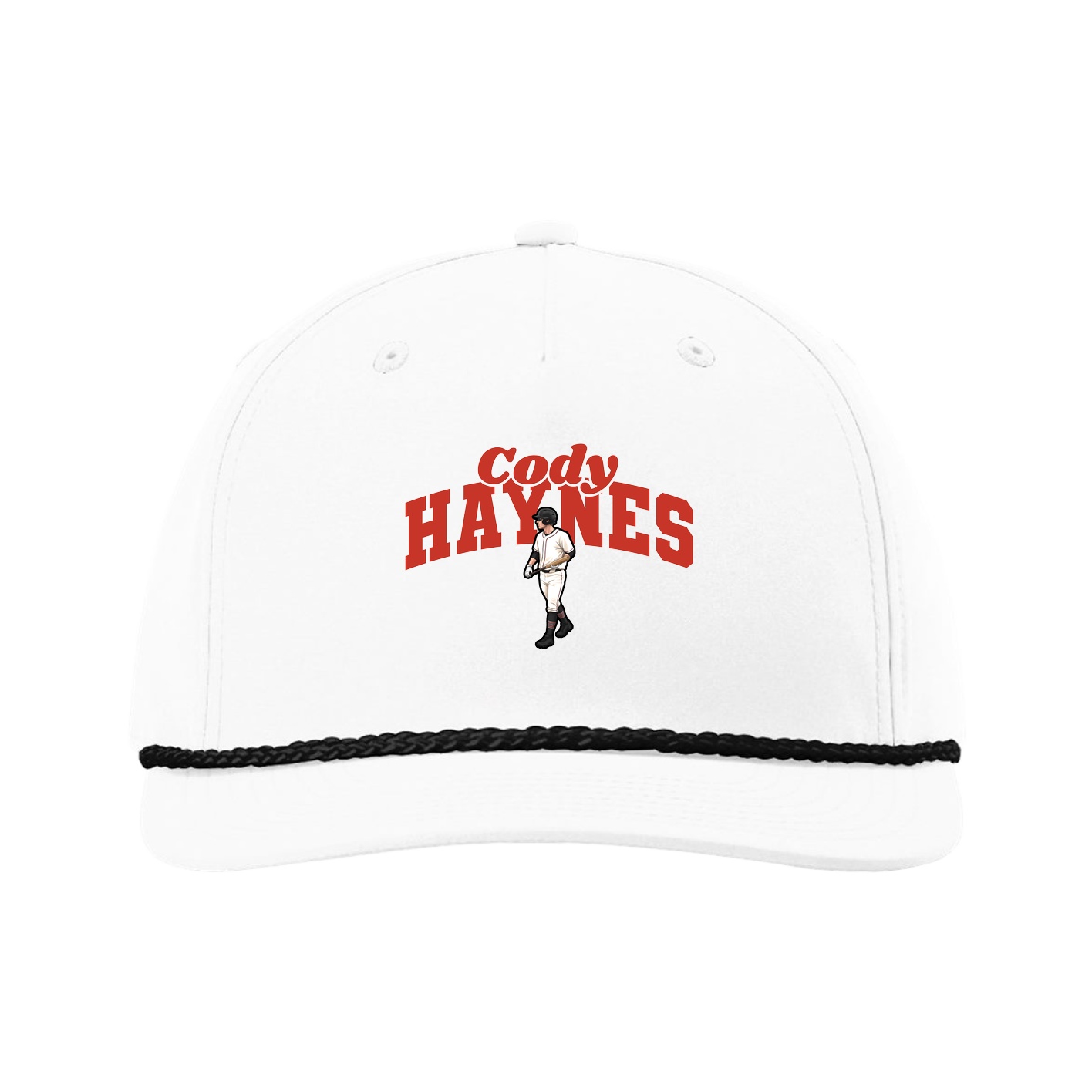 Five-Panel Classic Rope Cap — Signature Arch in White