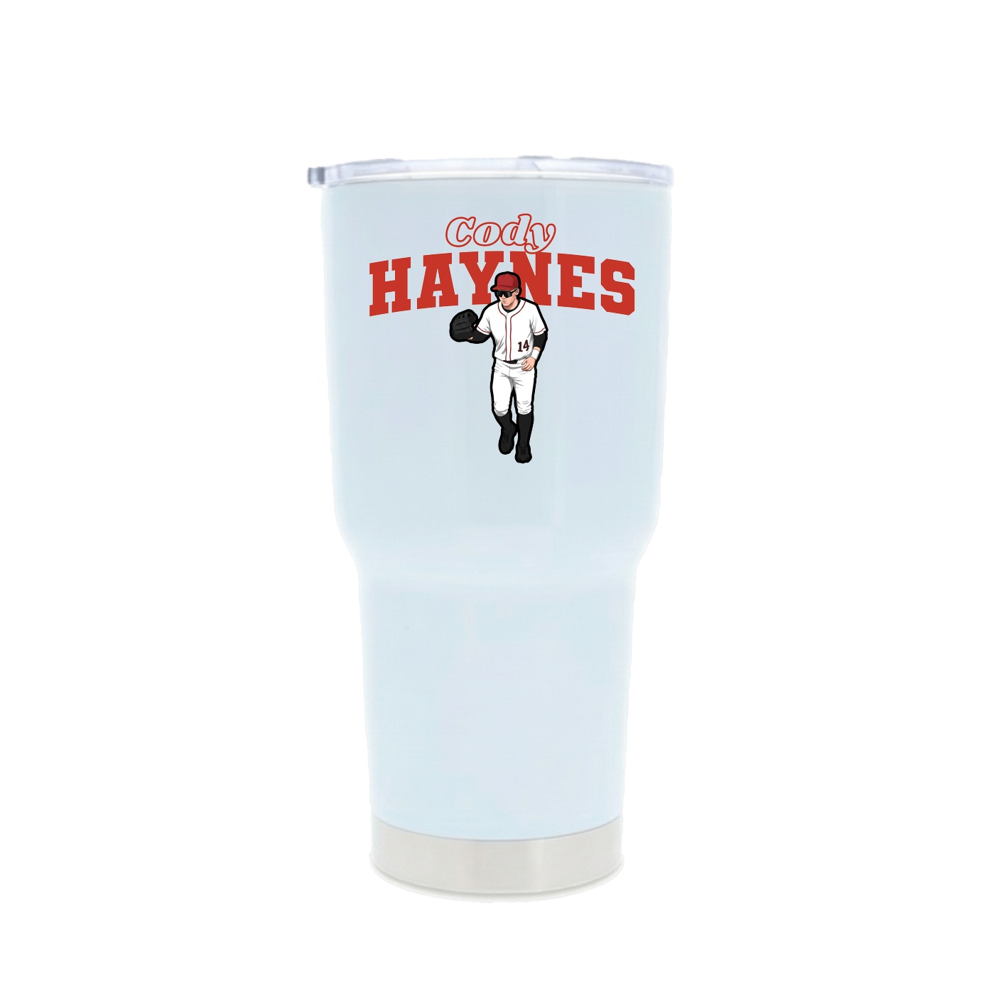 30oz Stainless Steel Tumbler — Name Arch in White