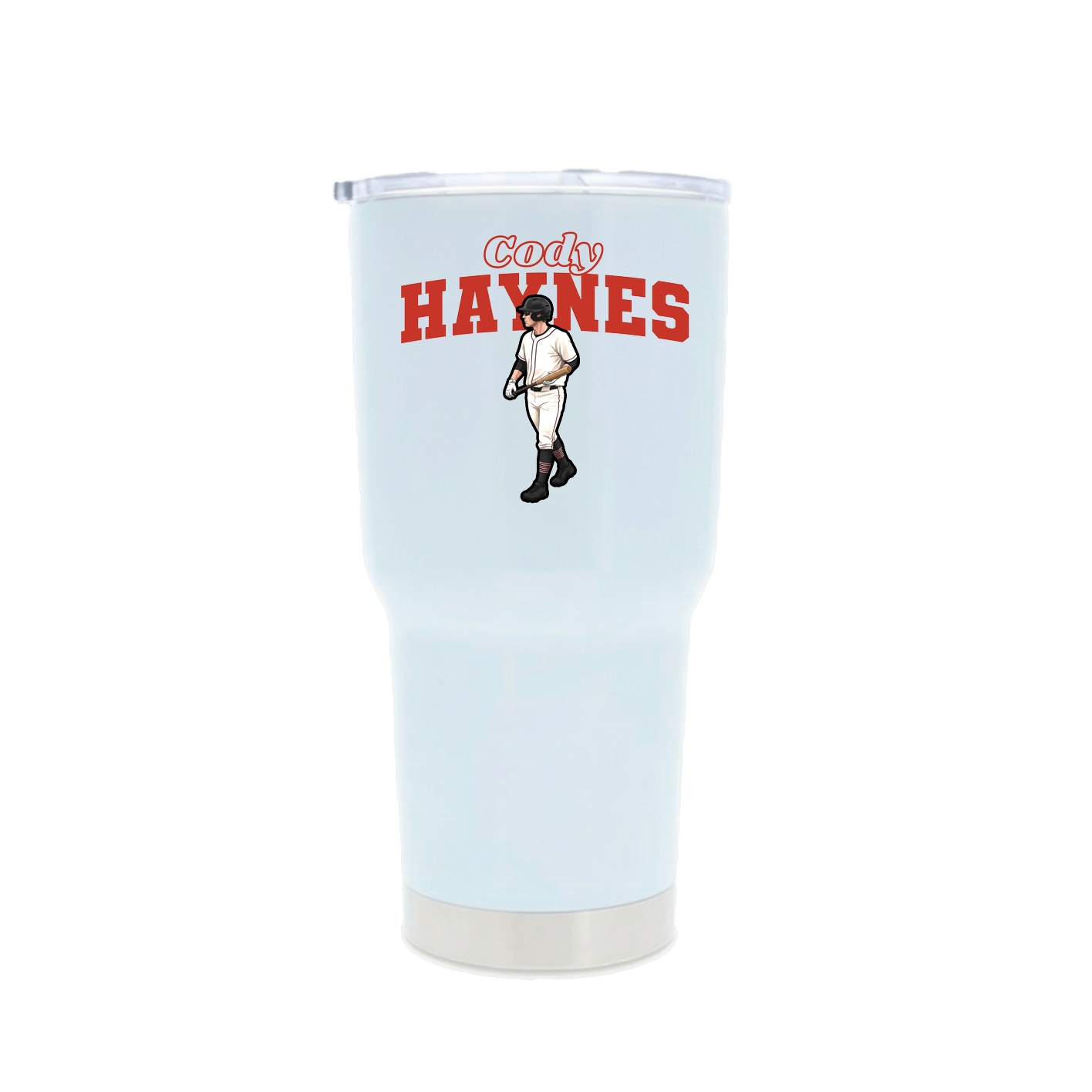 30oz Stainless Steel Tumbler — Name Arch in White