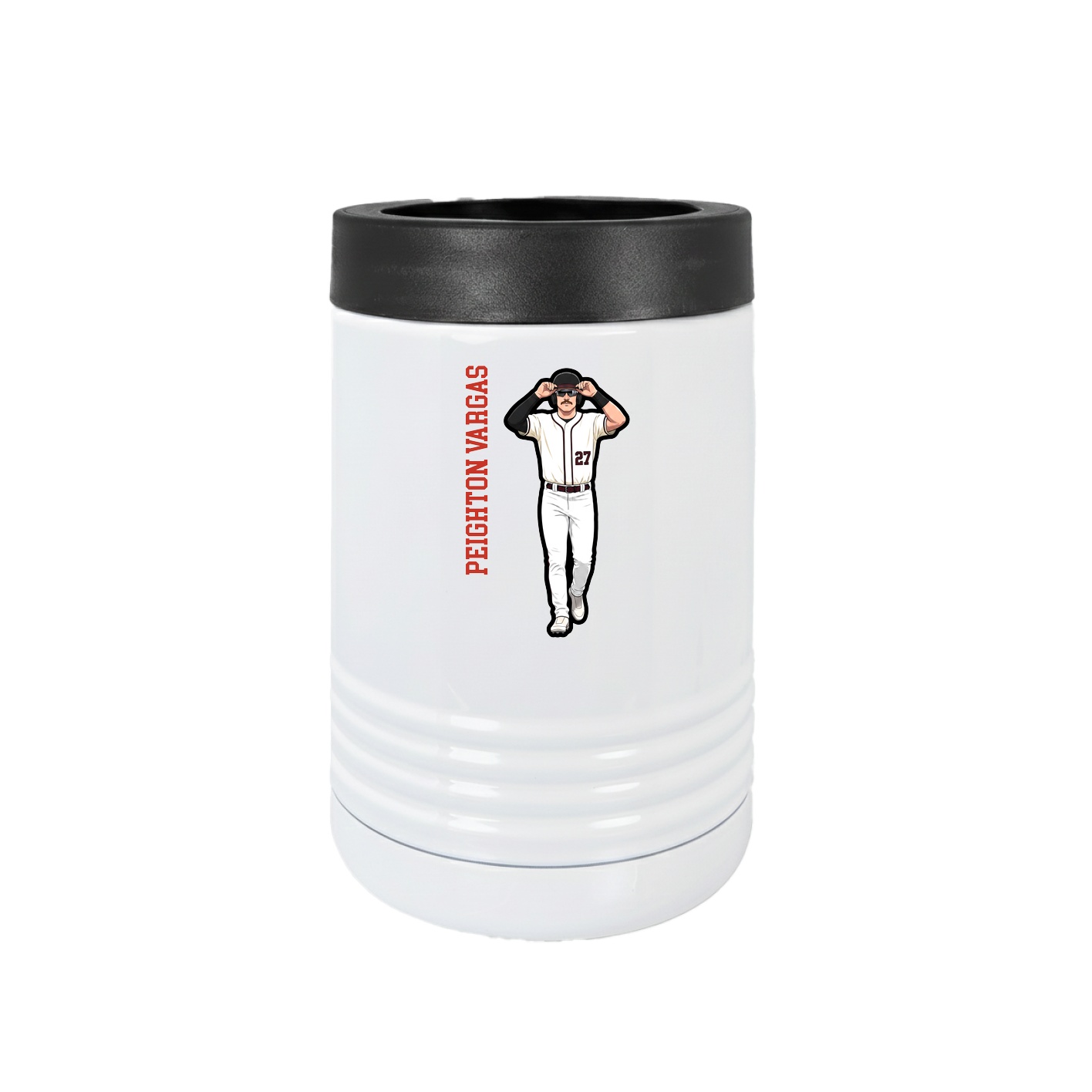 Beverage Holder — Name Vertical in White