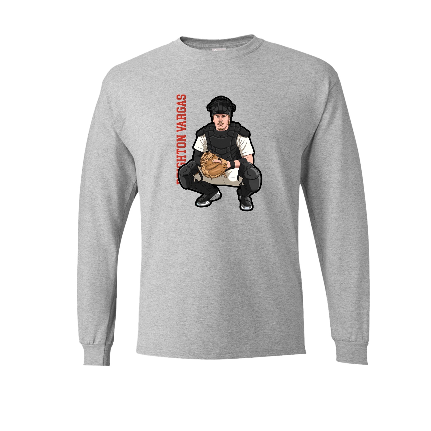 Long Sleeve Tee — Name Vertical in Grey