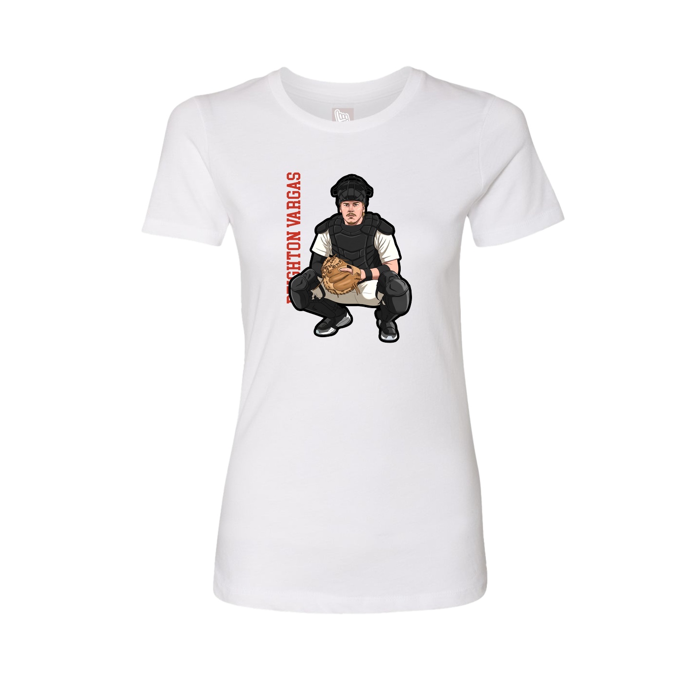 Fitted Women's Tee — Name Vertical in White