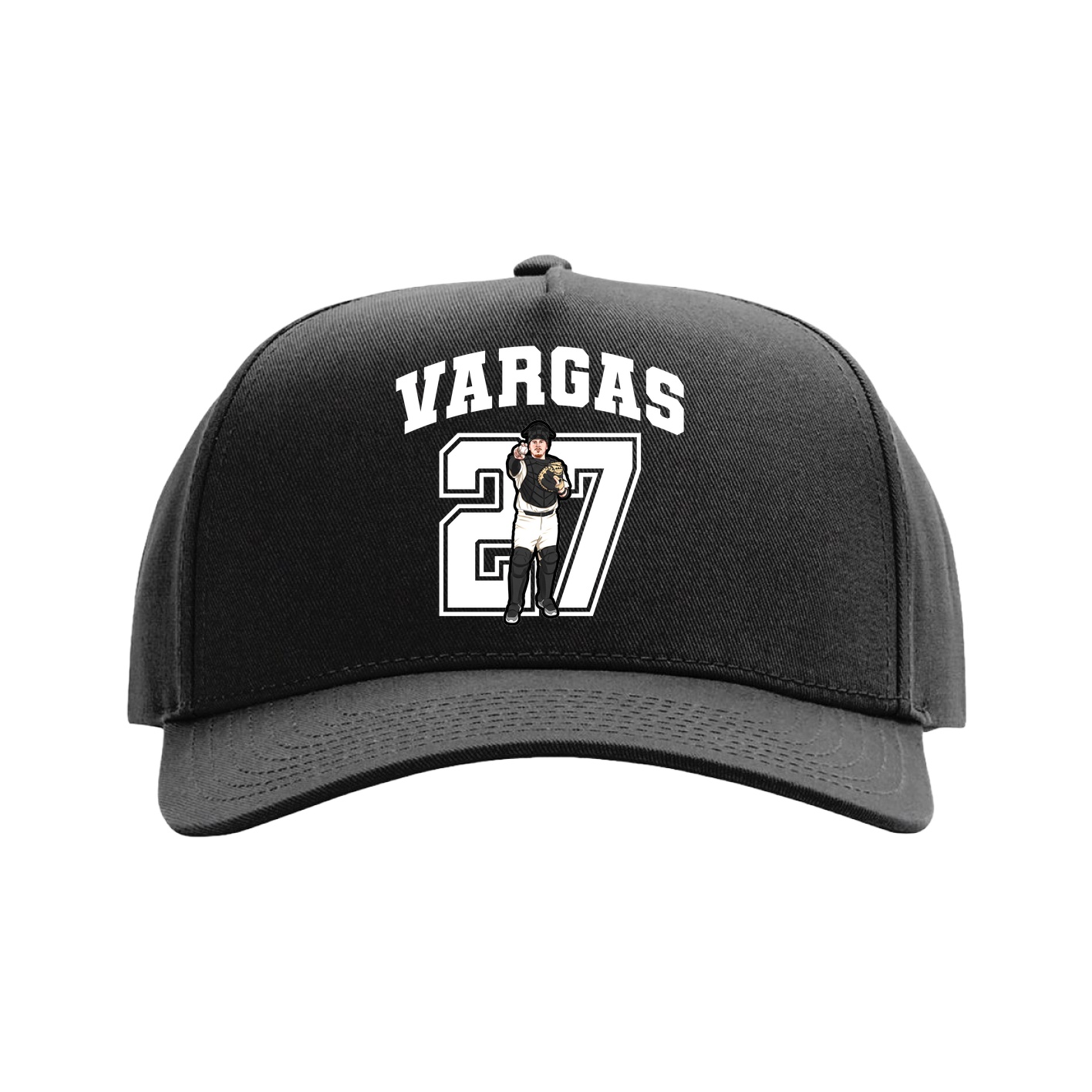 Full Fabric Five-Panel Champ Cap — Number in Black