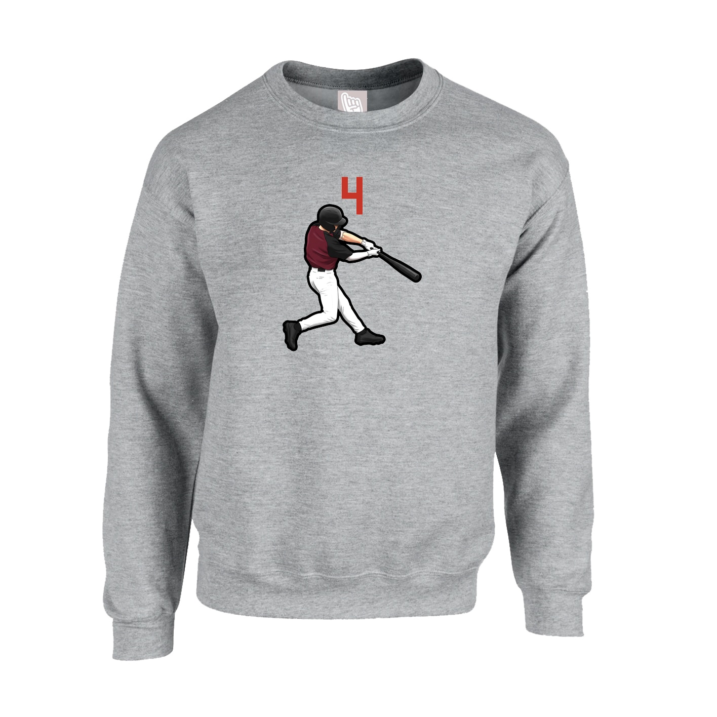 Fleece Crew — Number Top in Grey