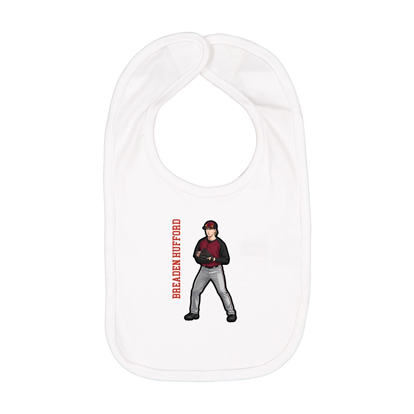 Infant Bib — Name Vertical in White