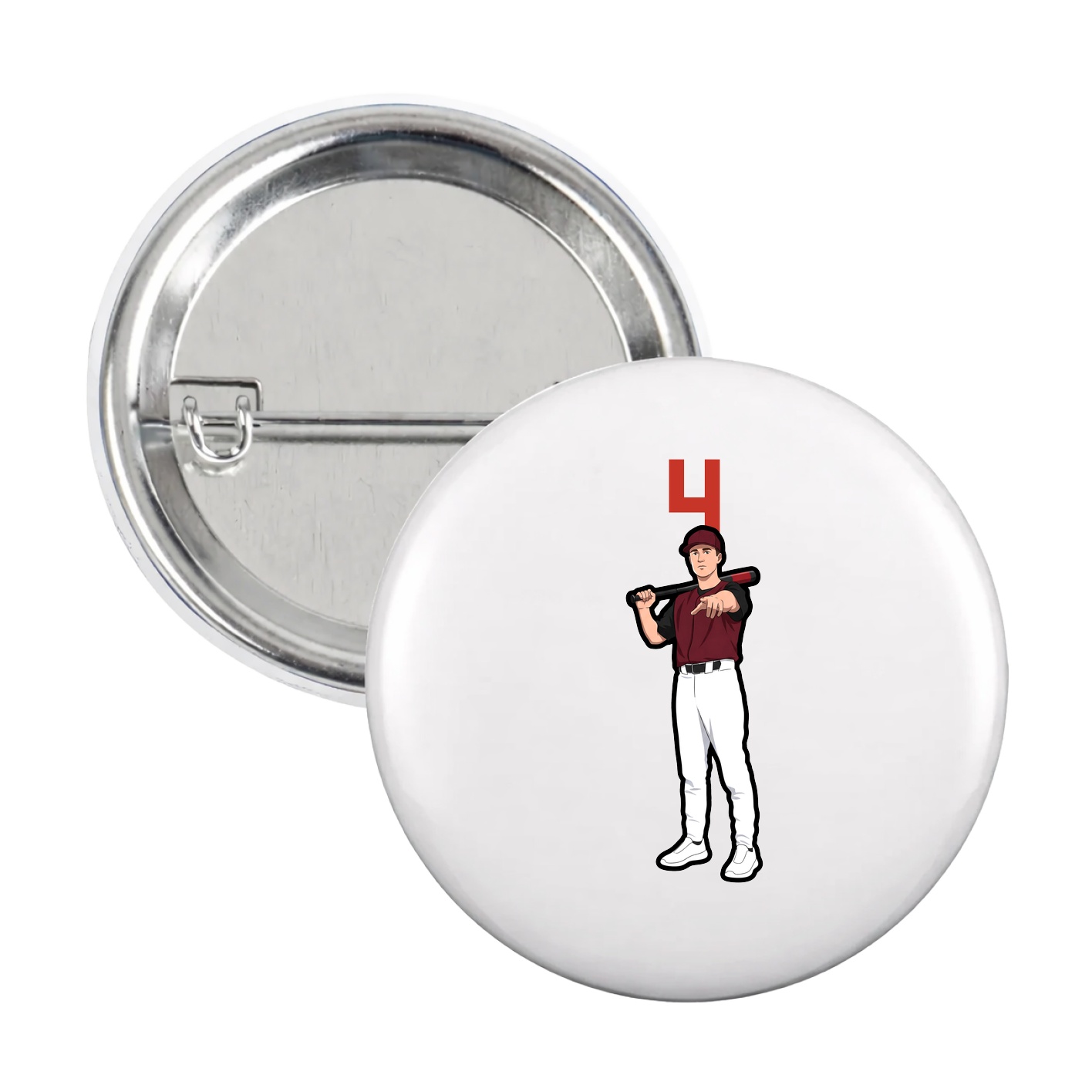 Game Day Button — Number Top in White