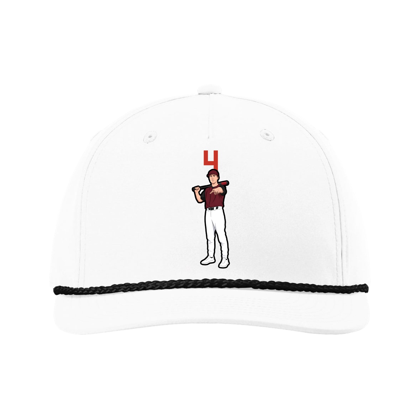 Five-Panel Classic Rope Cap — Number Top in White