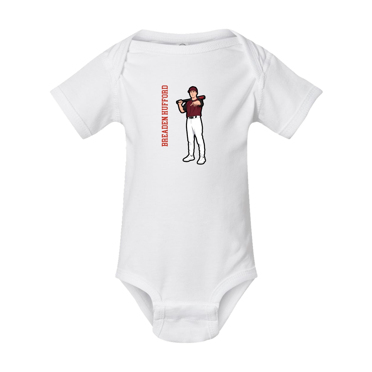 Baby Onesie — Name Vertical in White