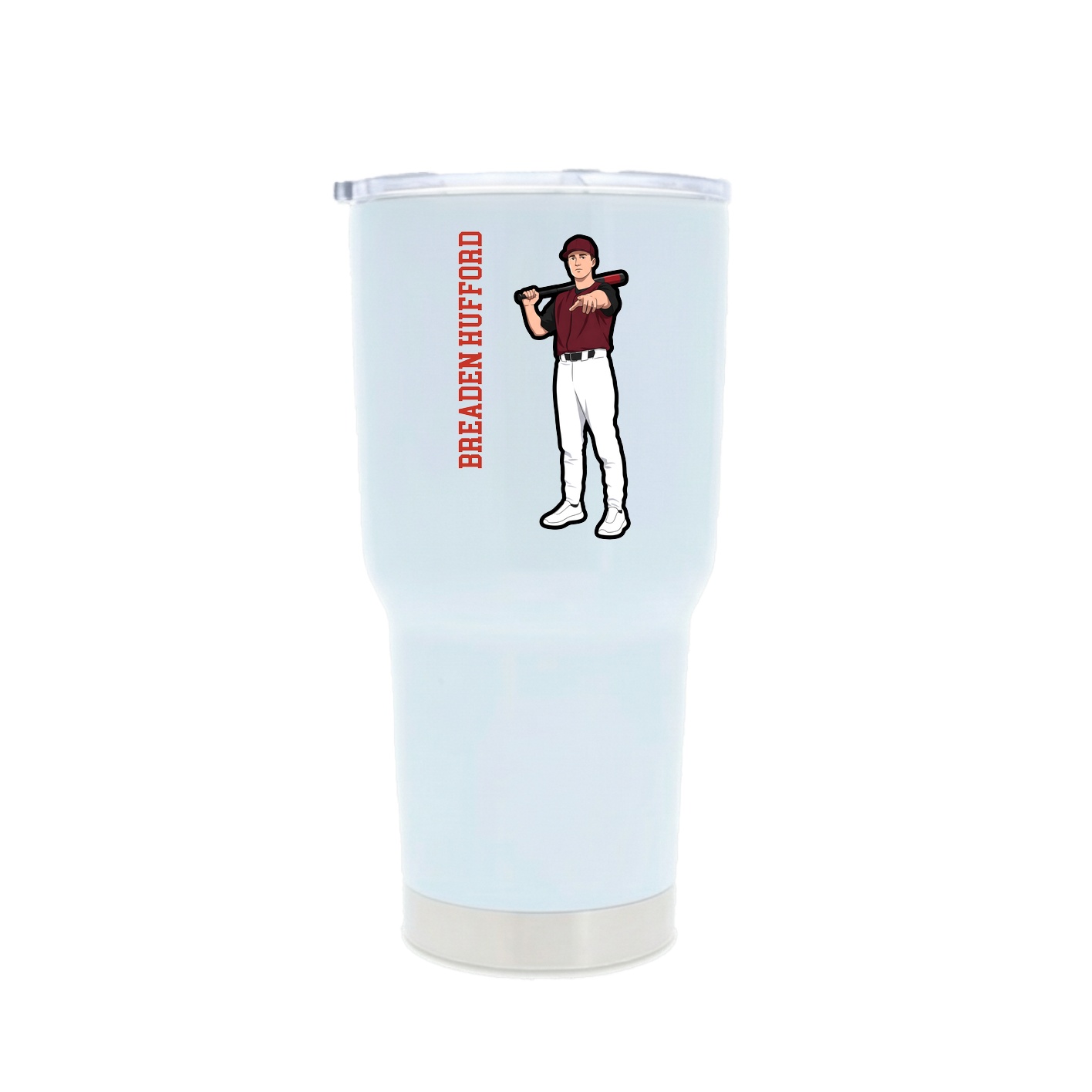 30oz Stainless Steel Tumbler — Name Vertical in White