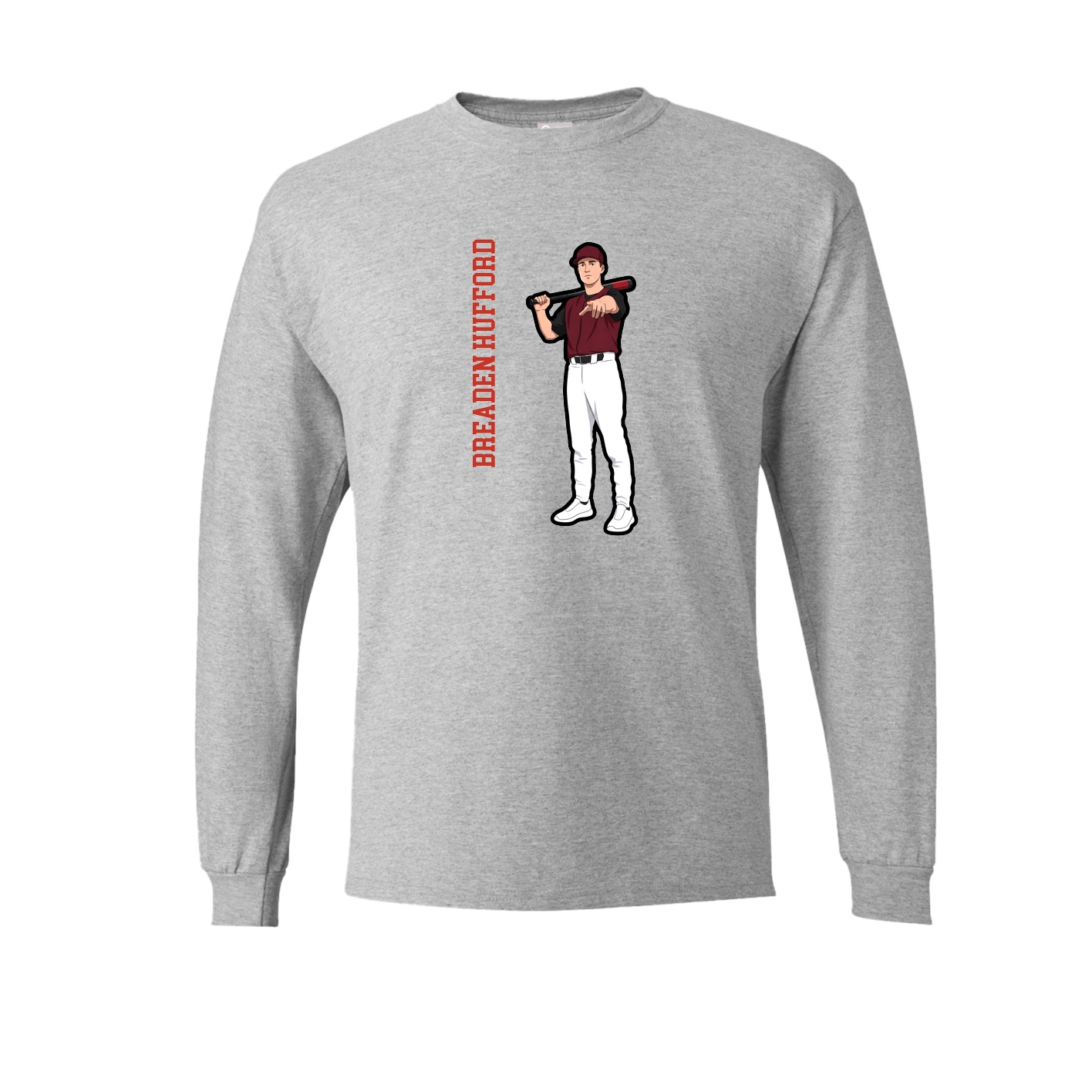 Long Sleeve Tee — Name Vertical in Grey