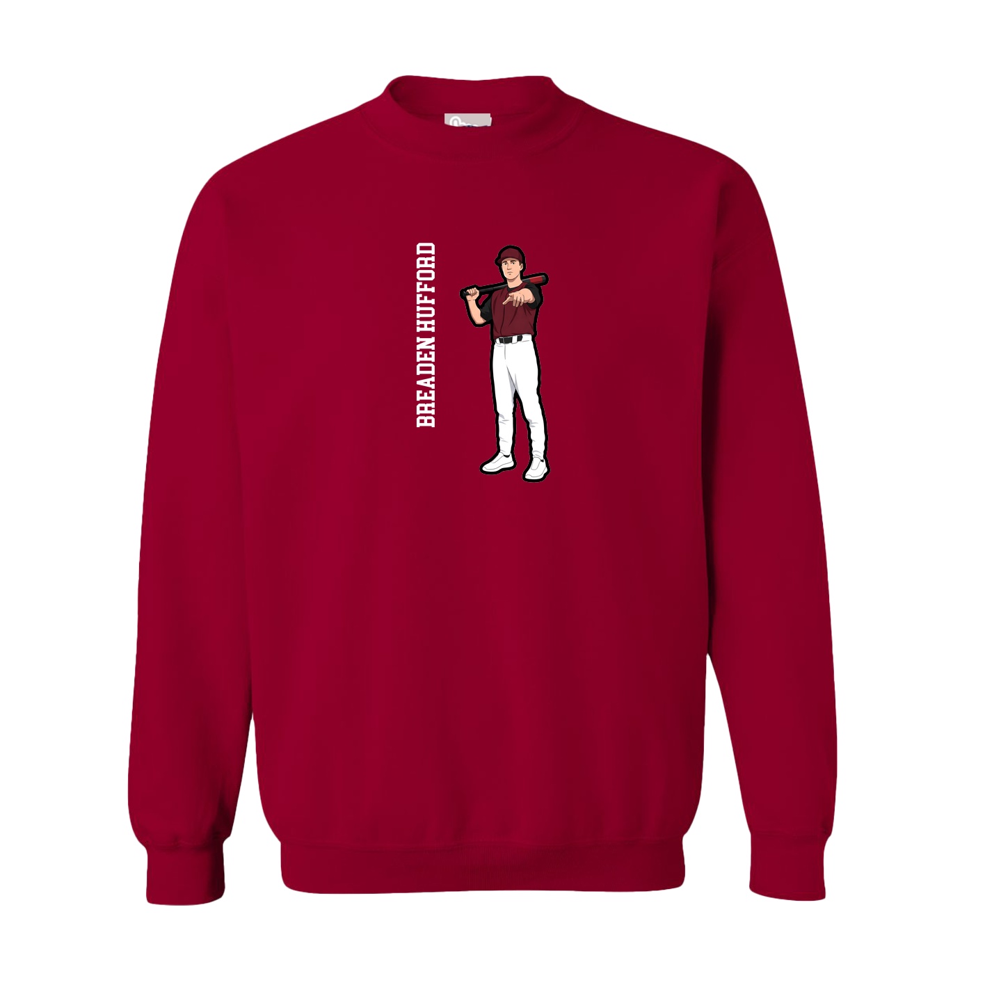 Fleece Crew — Name Vertical in Cardinal