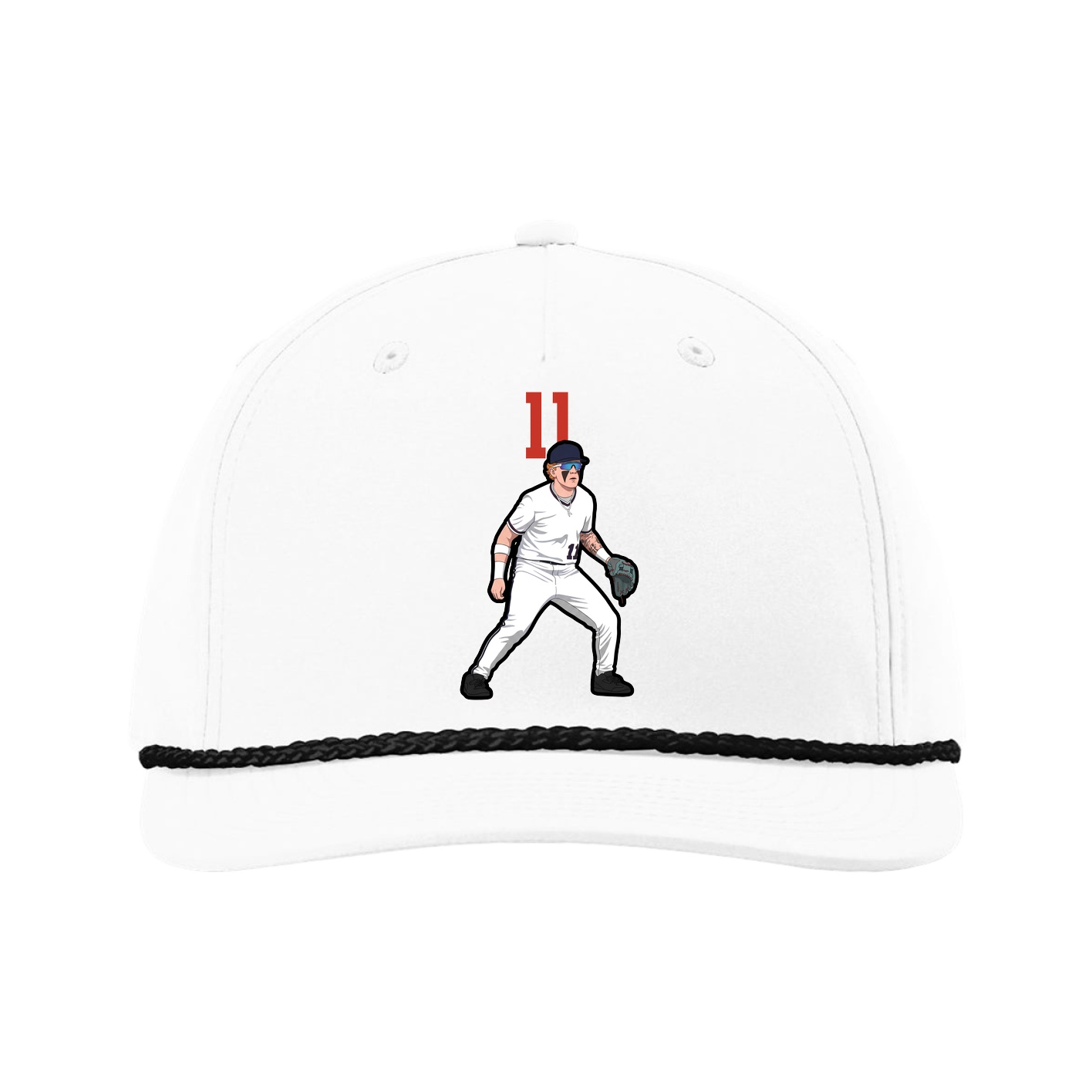 Five-Panel Classic Rope Cap — Number Top in White