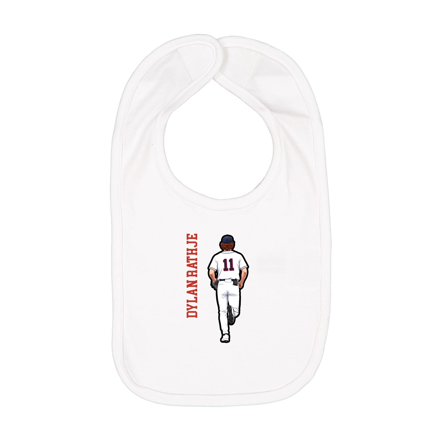 Infant Bib — Name Vertical in White
