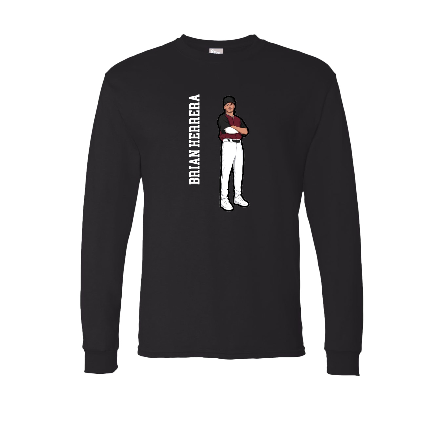 Long Sleeve Tee — Name Vertical in Black