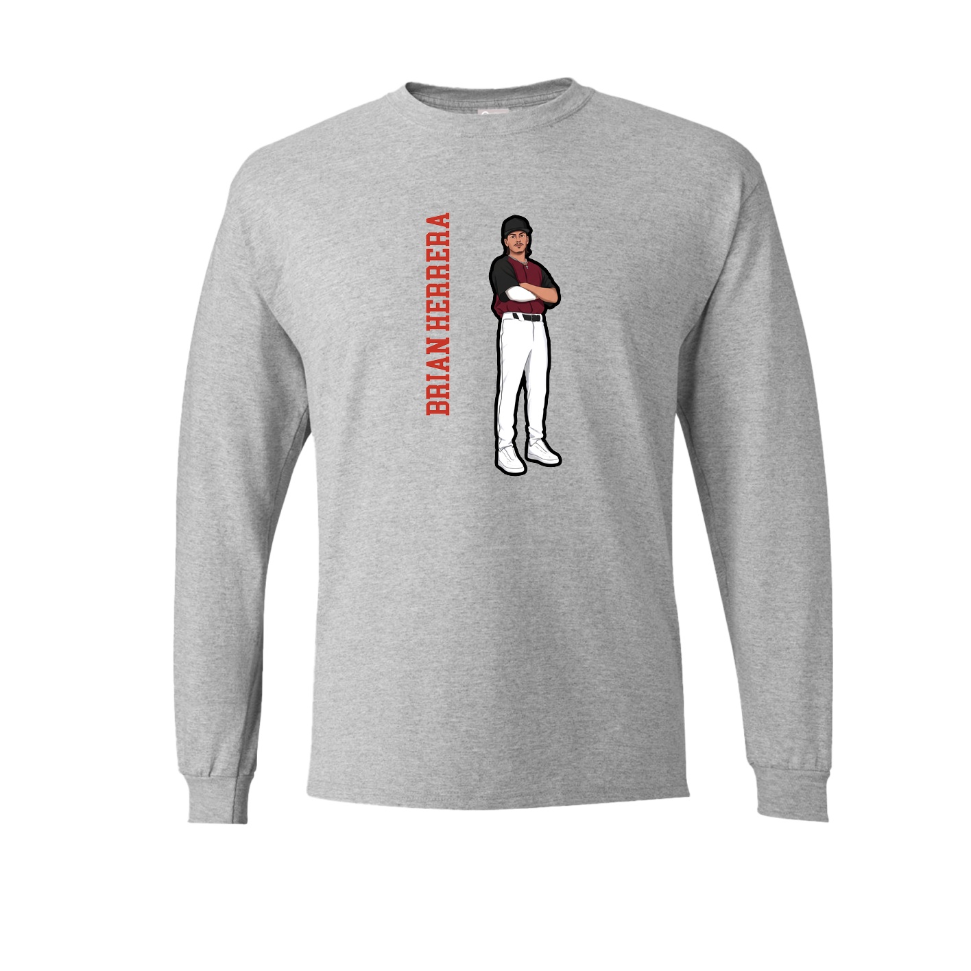 Long Sleeve Tee — Name Vertical in Grey