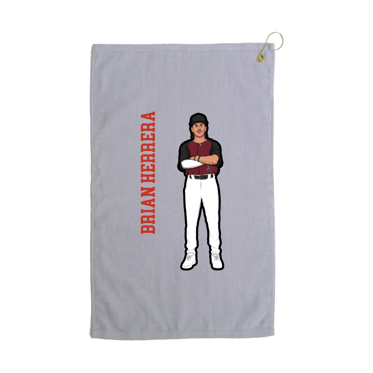 Golf Towel — Name Vertical in Grey