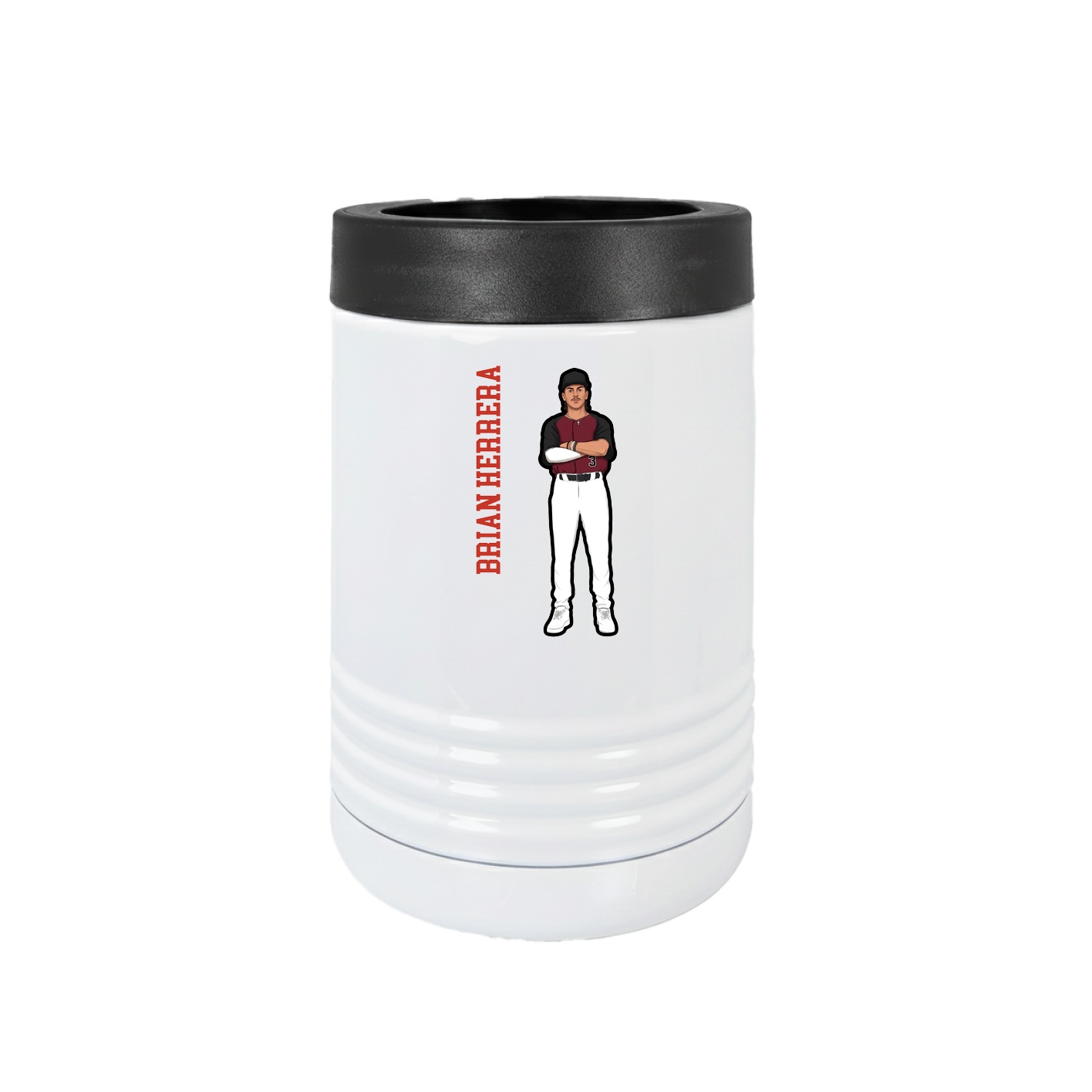 Beverage Holder — Name Vertical in White