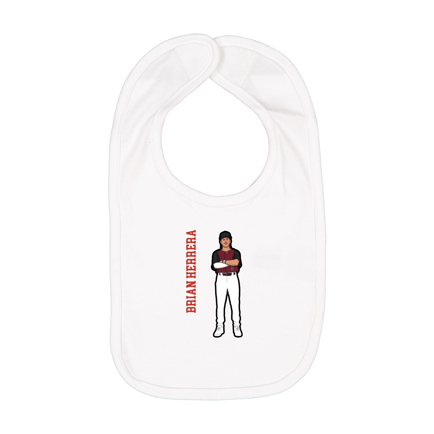 Infant Bib — Name Vertical in White
