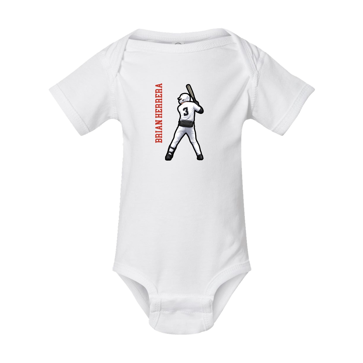 Baby Onesie — Name Vertical in White
