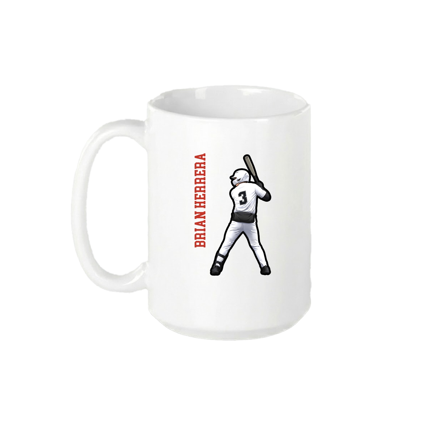 15oz Coffee Mug — Name Vertical in White