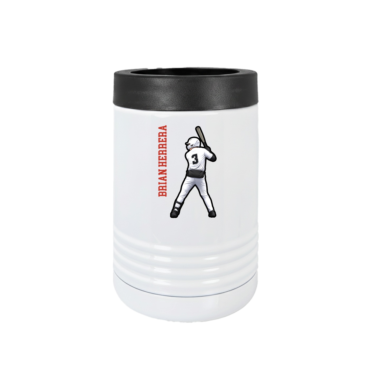 Beverage Holder — Name Vertical in White