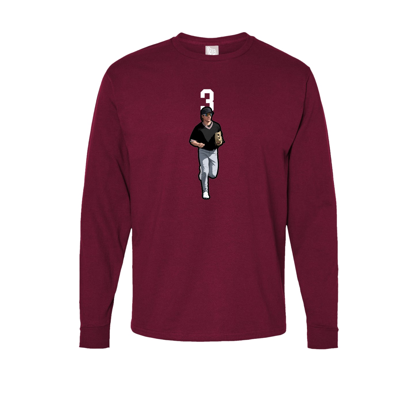 Long Sleeve Tee — Number Top in Cardinal