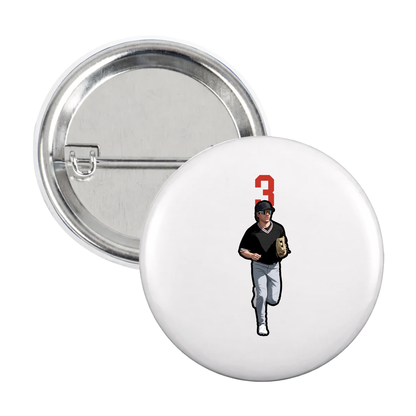Game Day Button — Number Top in White