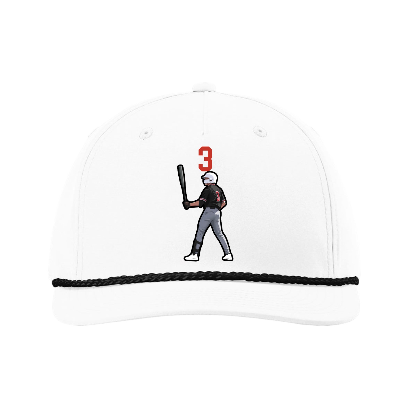 Five-Panel Classic Rope Cap — Number Top in White