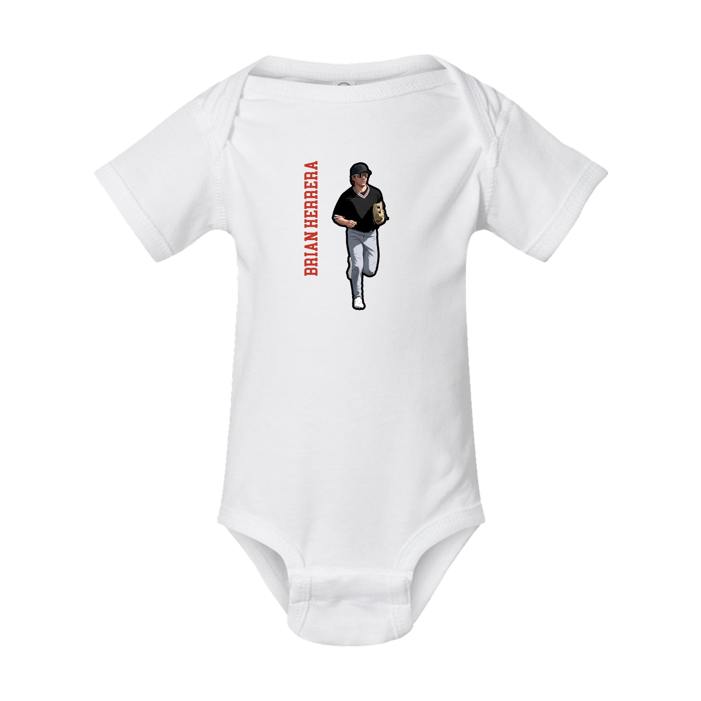 Baby Onesie — Name Vertical in White