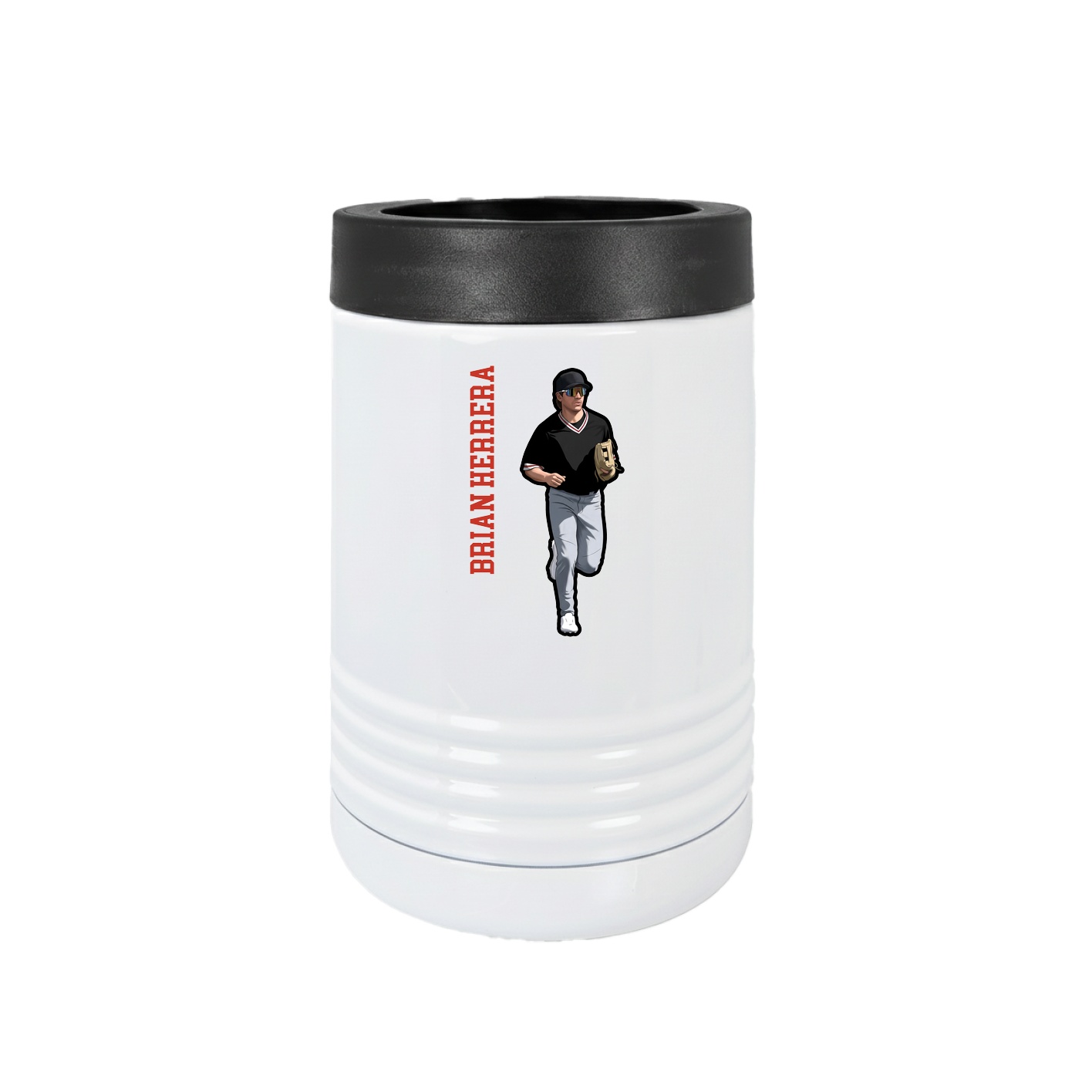 Beverage Holder — Name Vertical in White
