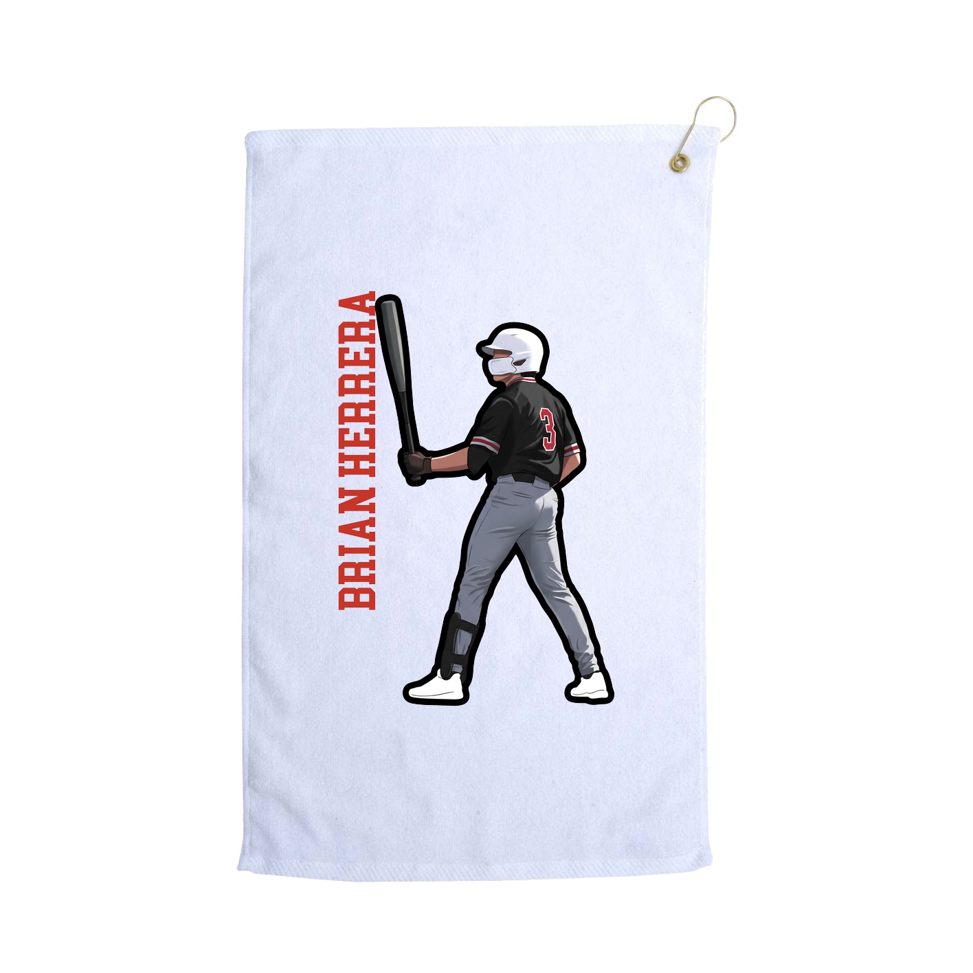 Golf Towel — Name Vertical in White