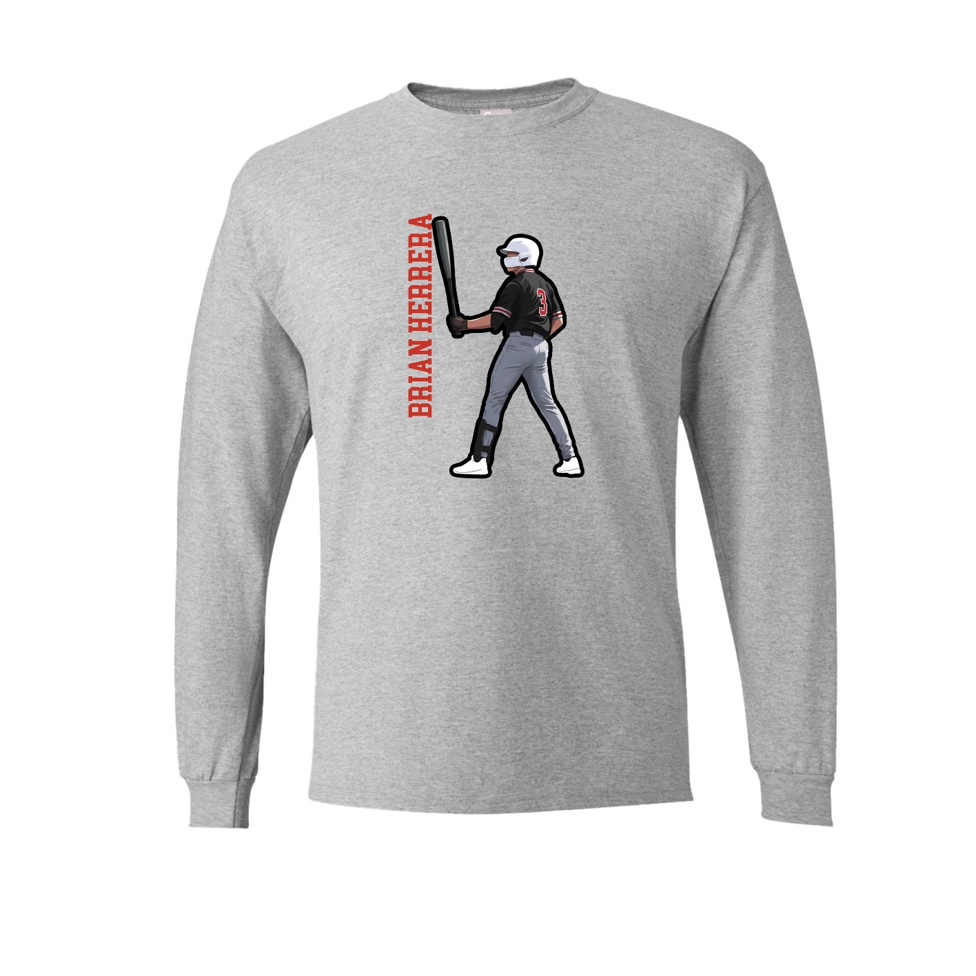 Long Sleeve Tee — Name Vertical in Grey
