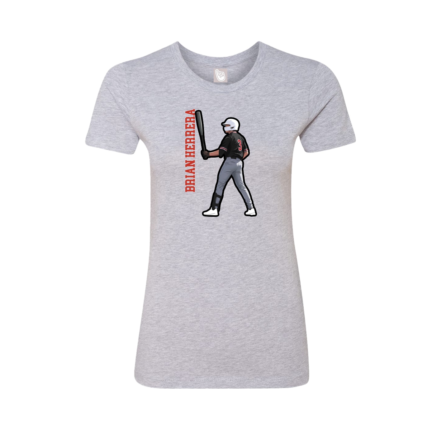 Womens Tee — Name Vertical in Grey