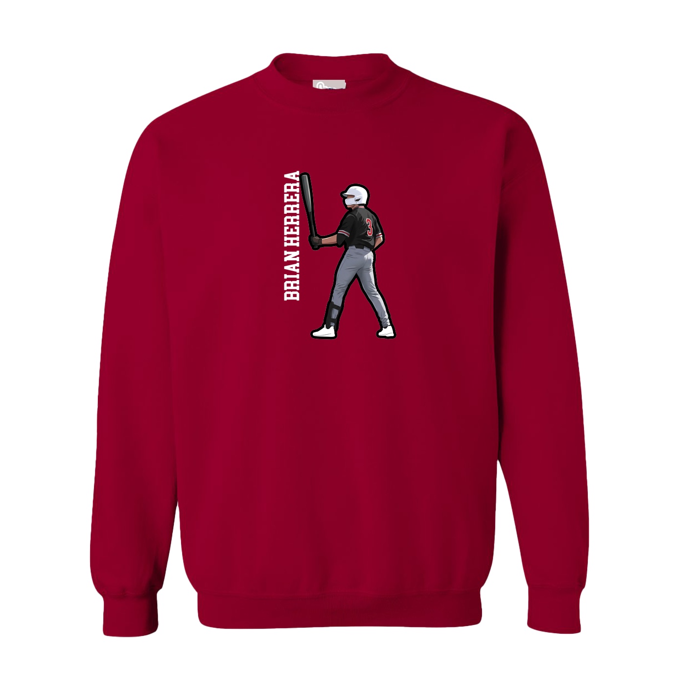 Fleece Crew — Name Vertical in Cardinal